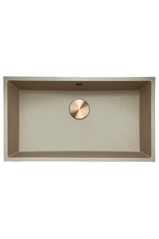 GraniteMy Universal granite beige sand sink 74x40 cm surface-mounted, under-mounted, and flush-mounted with copper plug 1208968019