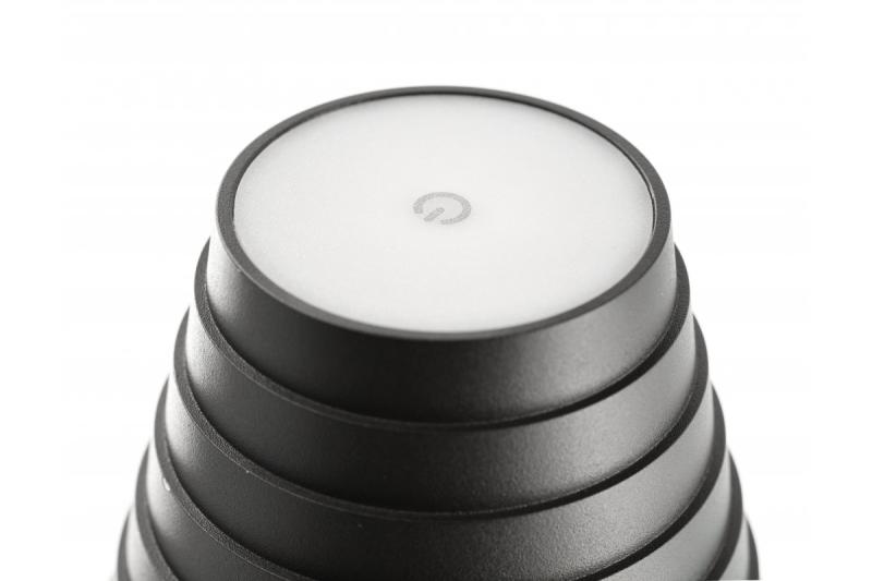 'FIZZI Led-pöytävalaisin, 2,5W, 200lm, DC 5V, 1A, 4000 K, akku 4000 mAh, himmennettävä, musta