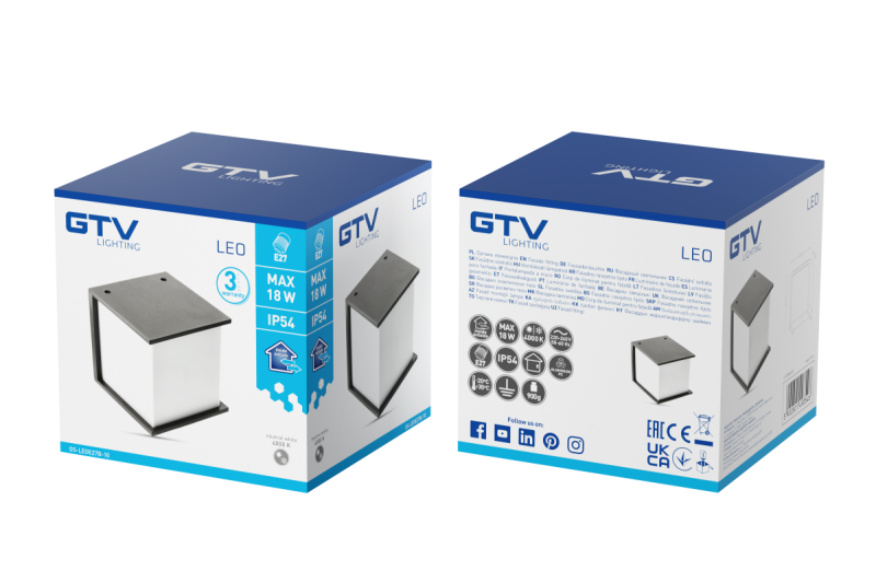 Façade-valaisin LEO, E27, MAX. 18W, IP54, AC220-240V, 50/60Hz, musta