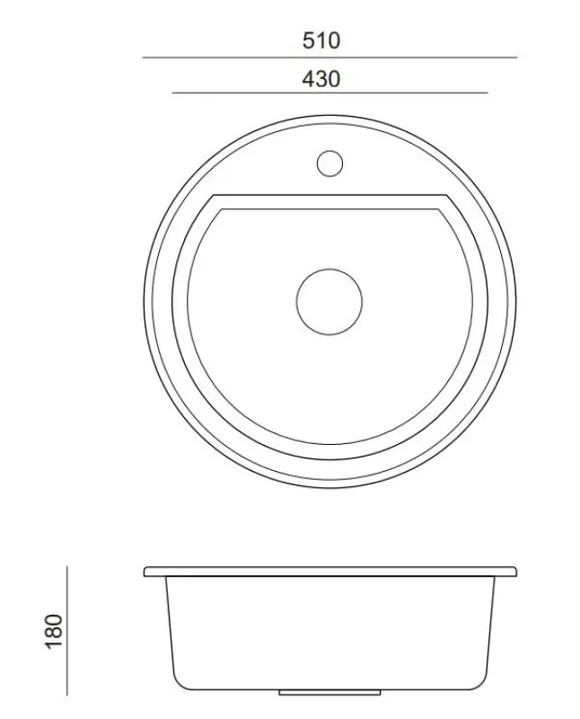 Quadri Norwich Harmaa Graniitti Pyöreä Pesuallas 51 cm Pöytätaso - 1208969496