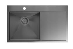 Aquadesign Clara Allas Gun metal 78x48cm Pinta-asennus tai Tasoasennus kuivaustelineellä, Hanapankilla ja Gun metal -tulpalla - 1208969498