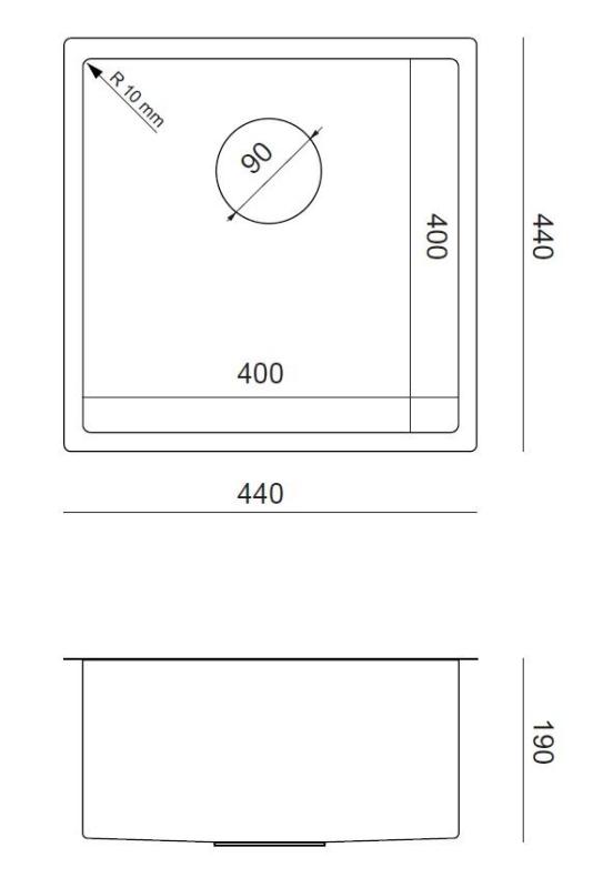 Aquadesign Zara Allas Kupari 44x44cm Alapuolinen, Tasoon Upotettava ja Päälle Asennettava Kuparisella Tulpalla - 1208969515