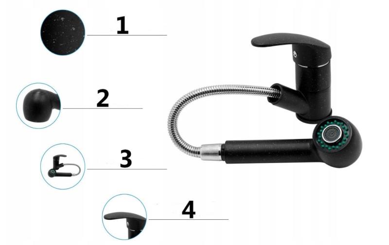 Graniteland Rhea Keittiöhana, graniitin näköinen kalkkikivi, ulosvedettävä juoksuputki ja kaksitoiminen käsisuihku 1208969536.