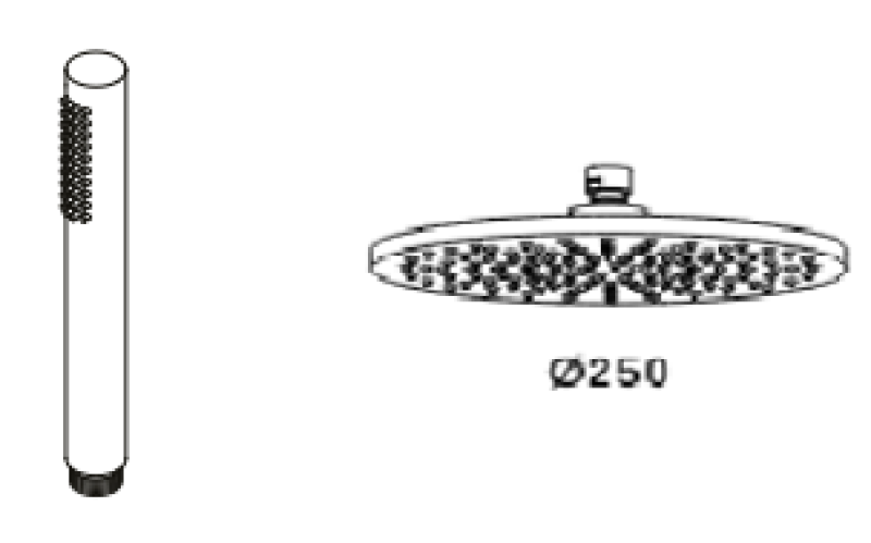 Waterevolution Flow thermostaat met drie-weg douchemengkraan met hand- en hoofddouche, gun metal 250mm T131TN25GME