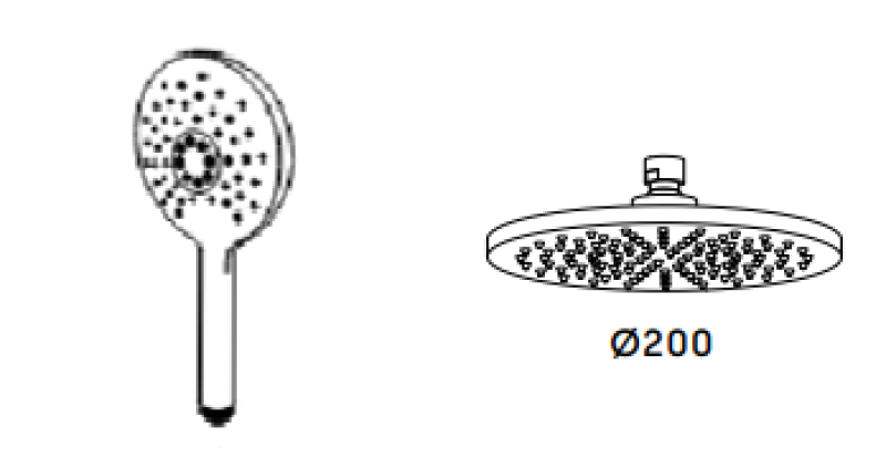 Waterevolution Flow thermostaatinen kolmitie suihkuhana pääsuihkulla ja pyöreällä käsisuihkulla, kupari T131TNRCPE