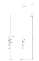 Waterevolution Flow-douchezuil met mengknop en handdouche Light Gold T147WGE