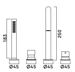 Waterevolution Flow 4-reikäinen Kylpyammeen hanan reuna-asennus Musta H T138HPR