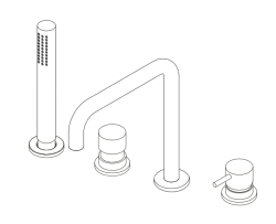 Waterevolution Flow 4-reikäinen Kylpyammeen hanan reuna-asennus Musta H T138HPR