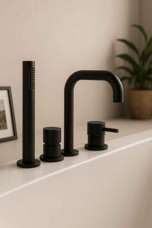 Waterevolution Flow 4-reikäinen Kylpyammeen hanan reuna-asennus Musta H T138HPR