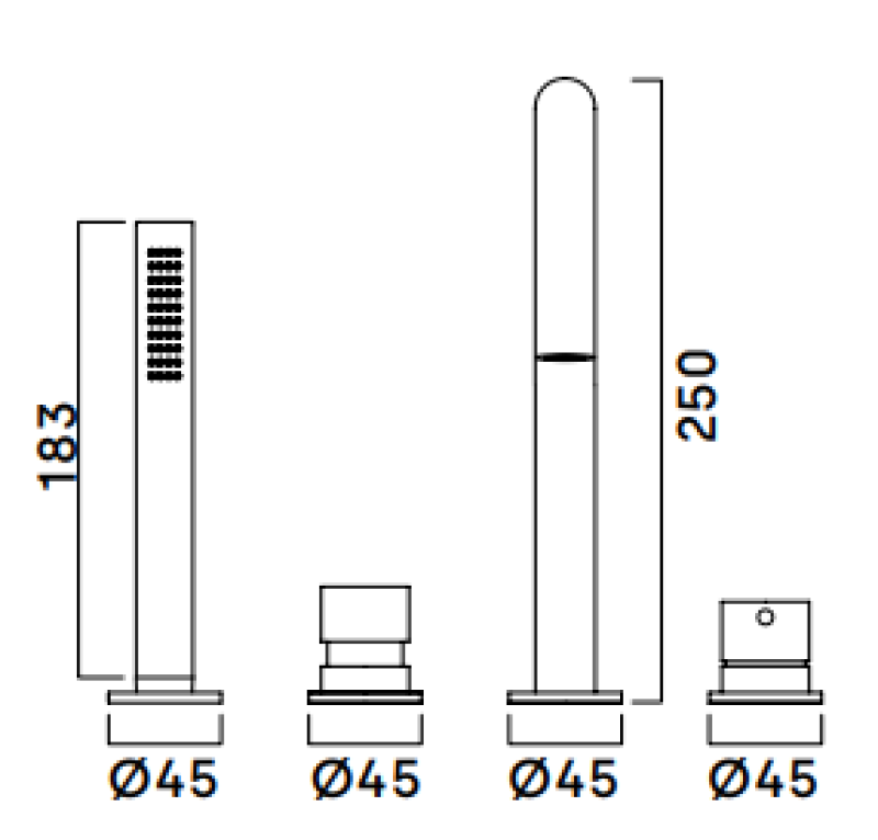 Waterevolution Flow 4-reikäinen Kylpyammeen hanan reuna-asennus Musta H T138HPR