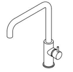 Waterevolution Flow keittiöhana, jossa on kulmikas kääntyvä juoksuputki, musta T158HPR