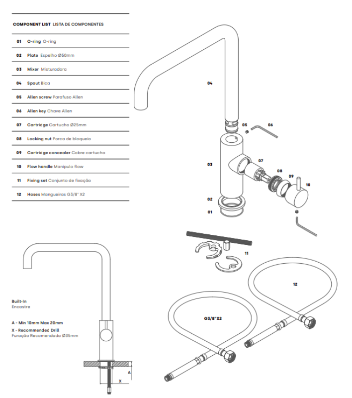 Waterevolution Flow keukenkraan met hoekige draaibare uitloop koper T158HCPE