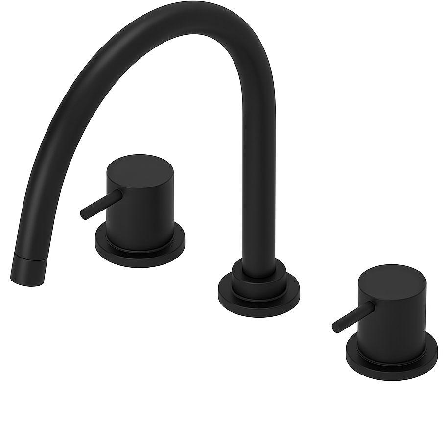 Waterevolution Flow 3-hole kitchen mixer tap with swivel spout and filtered water connection black T152UPR - Productafbeelding