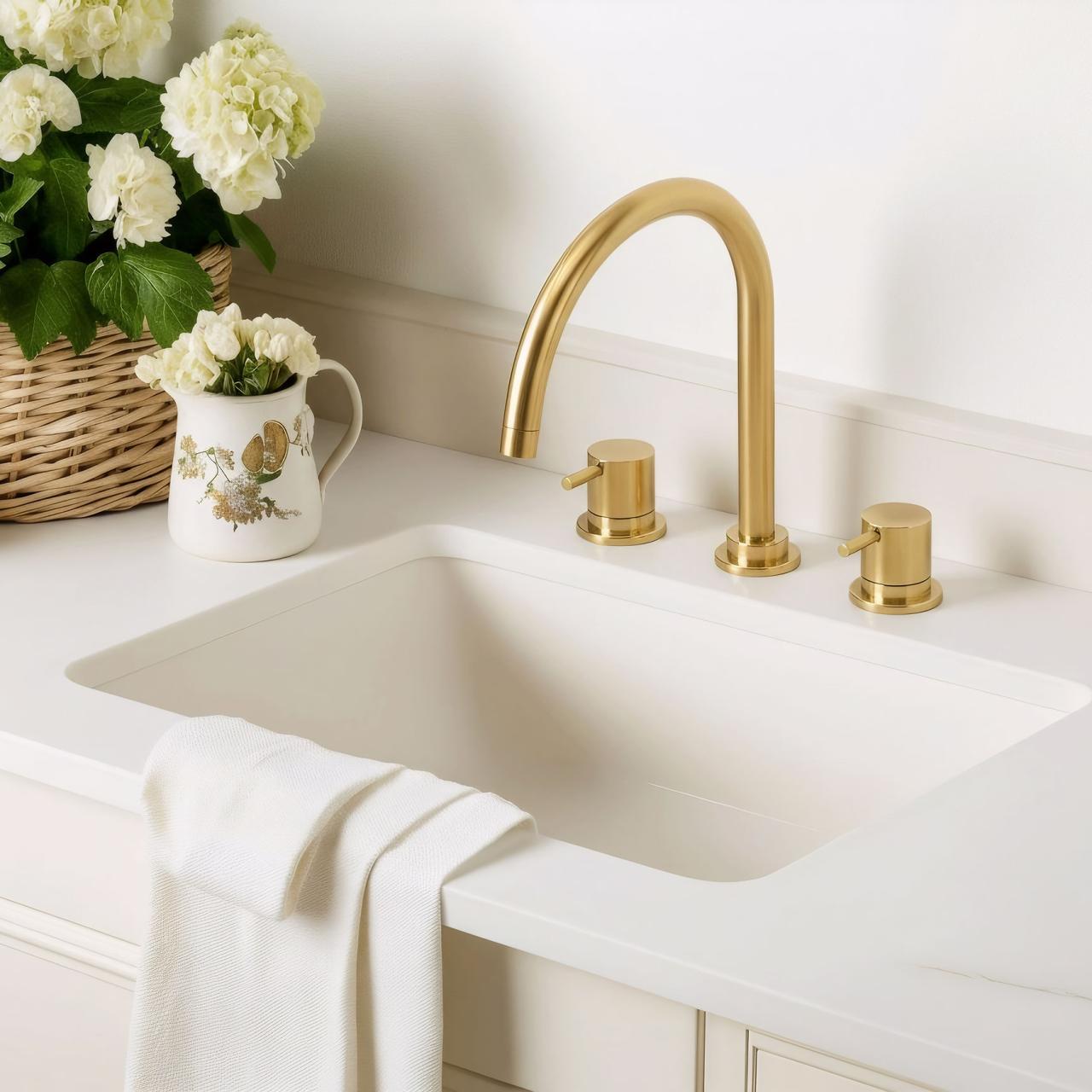 Waterevolution Flow 3-hole kitchen mixer tap with swivel spout and filtered water connection brass T152ULE - Productafbeelding 2