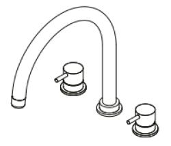 Waterevolution Flow 3-reikäinen keittiöhanaa kääntyvällä juoksuputkella ja suodatetun veden liitännällä gun metal T152UGME