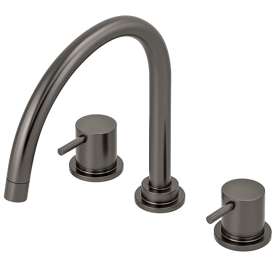 Waterevolution Flow 3-hole kitchen mixer tap with swivel spout and filtered water connection gun metal T152UGME - Productafbeelding