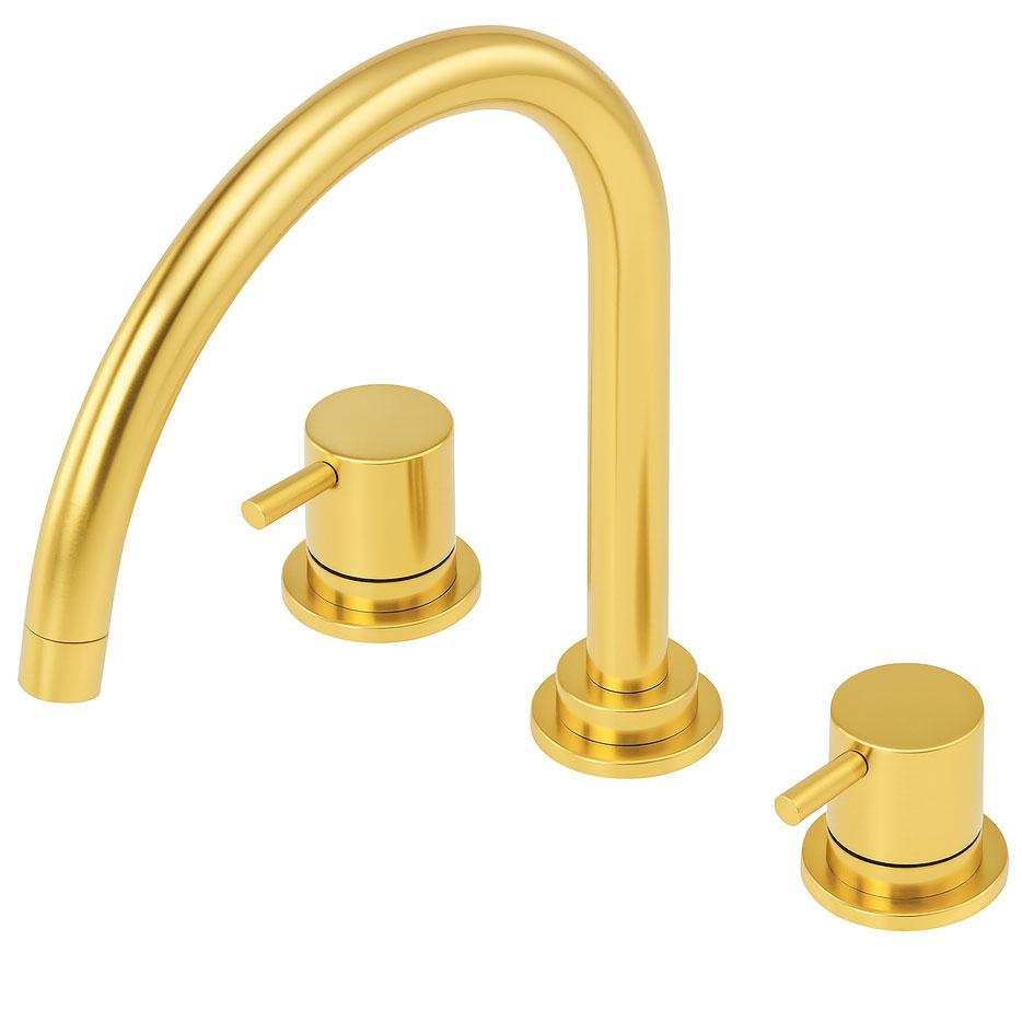WaterEvolution Flow 3-hole kitchen mixer tap with swivel spout and filtered water connection in light gold T152UWGE - Productafbeelding