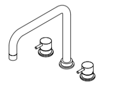 Waterevolution Flow 3-reikäinen kulmakeittiöhana kääntyvällä juoksuputkella ja suodatetun veden liitännällä kromi T152H01