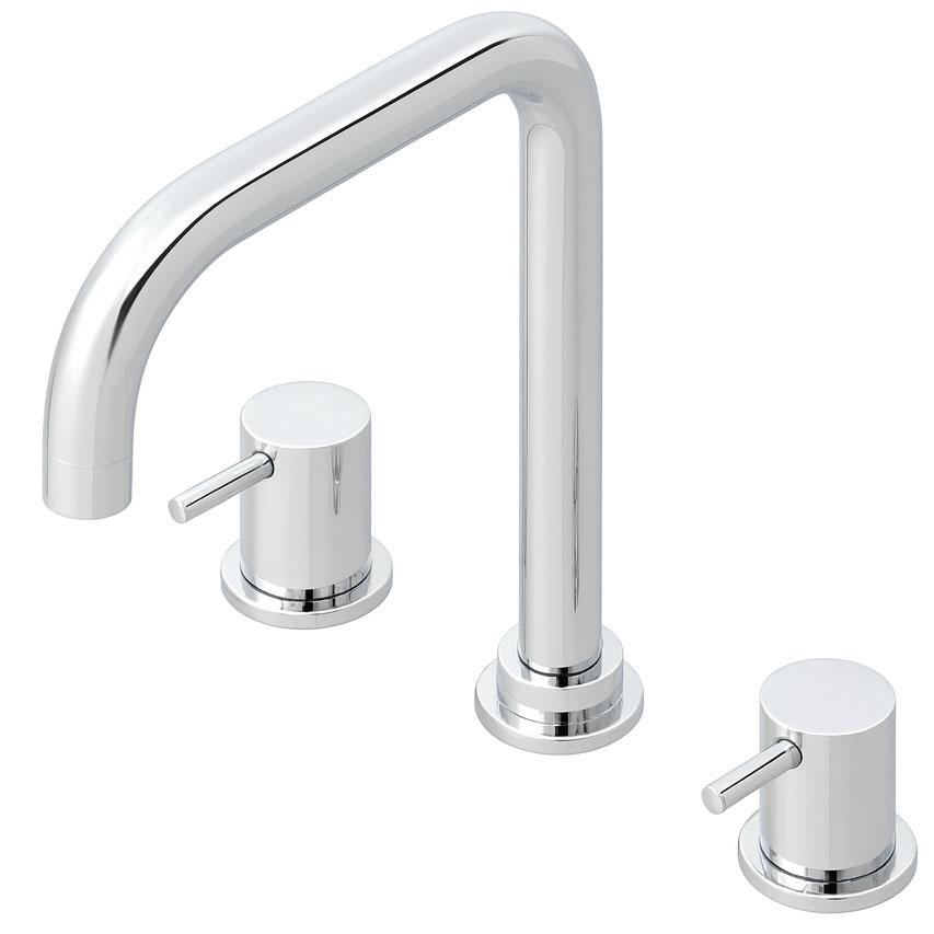 Waterevolution Flow 3-hole angled kitchen mixer tap with swivel spout and filtered water connection chrome T152H01 - Productafbeelding