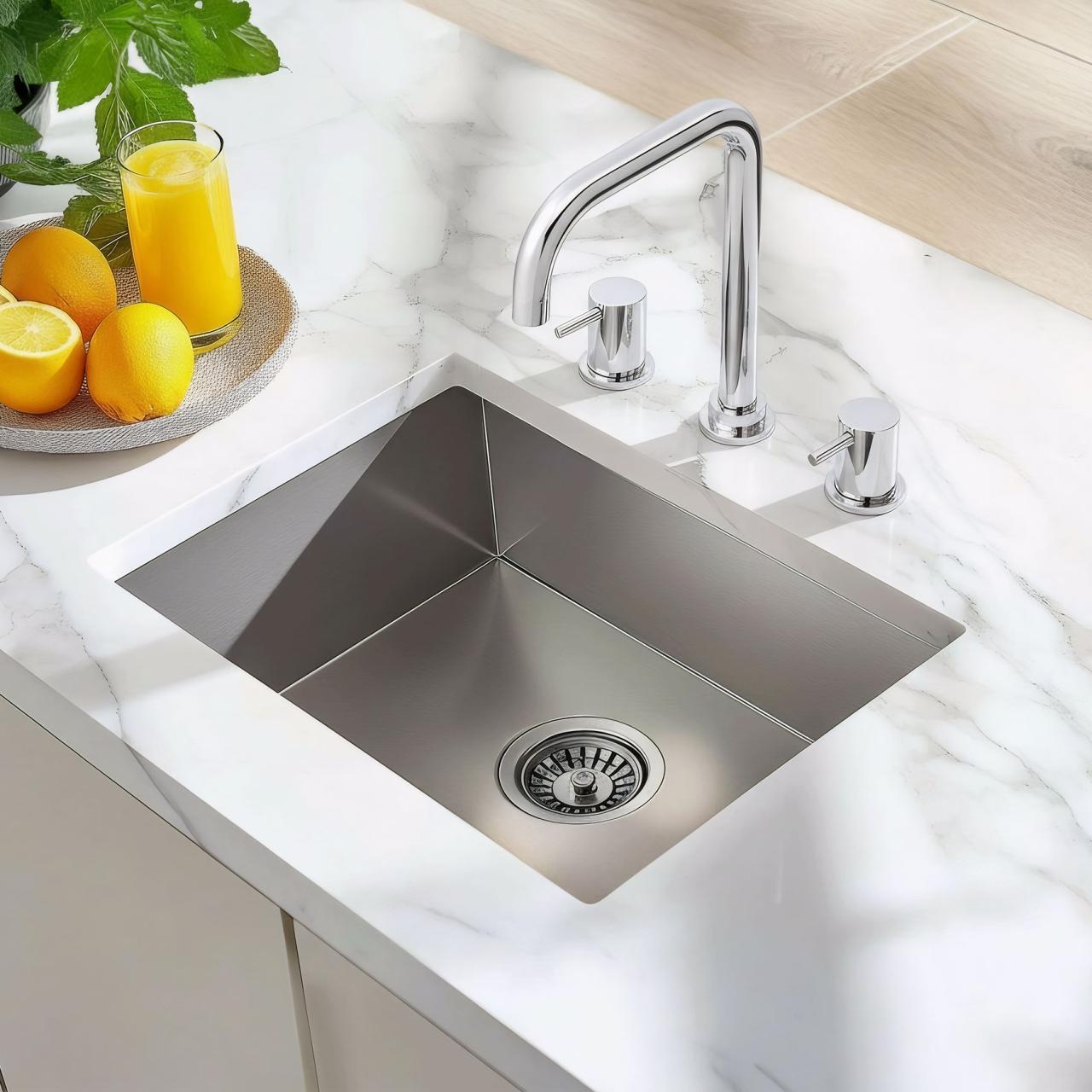 Waterevolution Flow 3-hole angled kitchen mixer tap with swivel spout and filtered water connection chrome T152H01 - Productafbeelding 2