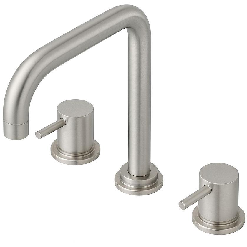 Waterevolution Flow 3-hole angled kitchen mixer tap with swivel spout and filtered water connection, stainless steel T152HIE - Productafbeelding