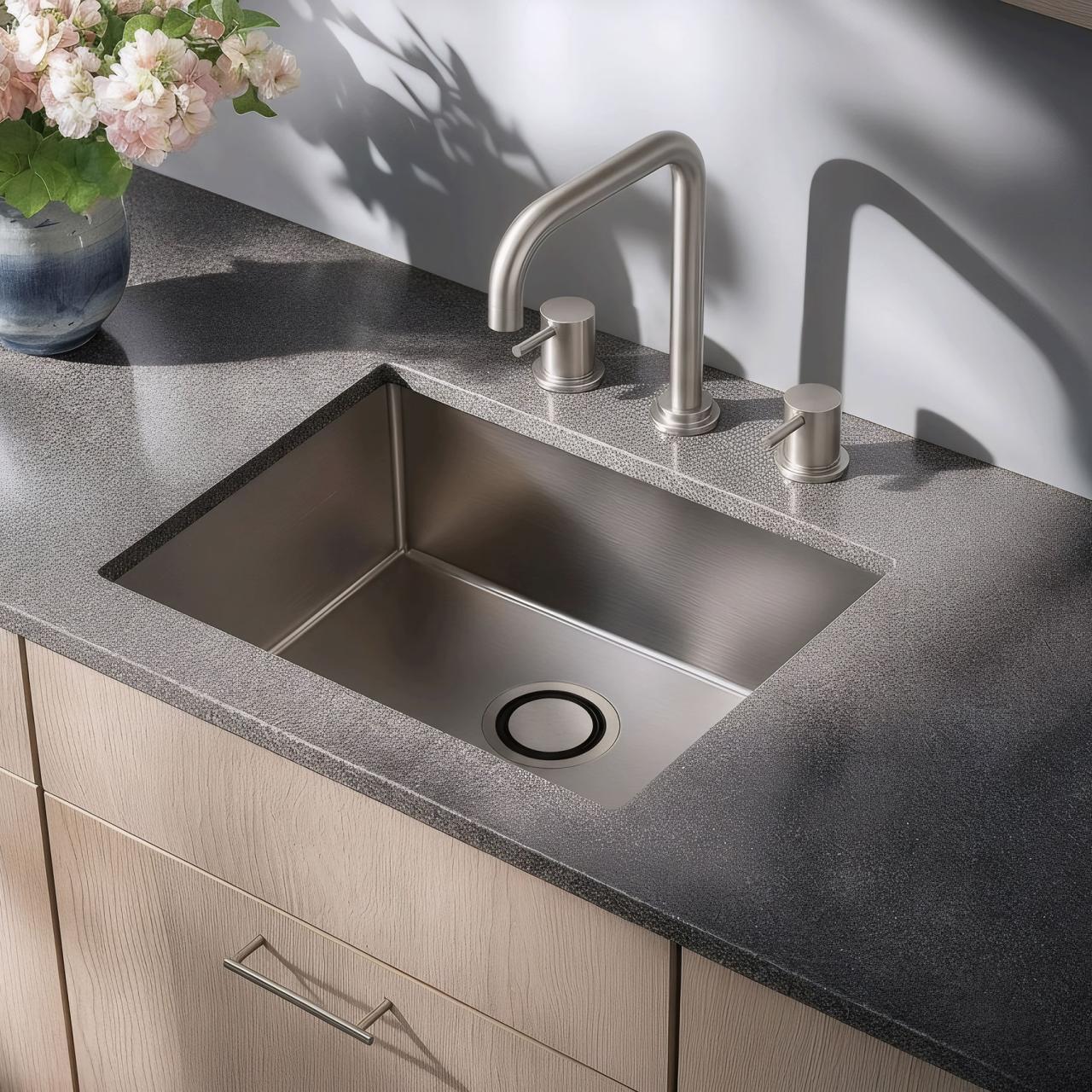 Waterevolution Flow 3-hole angled kitchen mixer tap with swivel spout and filtered water connection, stainless steel T152HIE - Productafbeelding 2