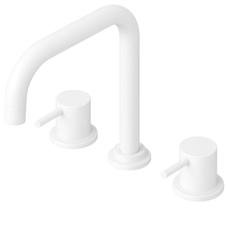 Waterevolution Flow 3-hole angled kitchen mixer tap with swivel spout and filtered water connection white T152HBR - Productafbeelding