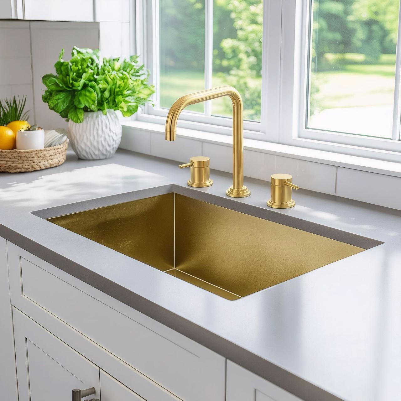 Waterevolution Flow 3-hole angled kitchen faucet with swivel spout and filtered water connection brass T152HLE - Productafbeelding 2