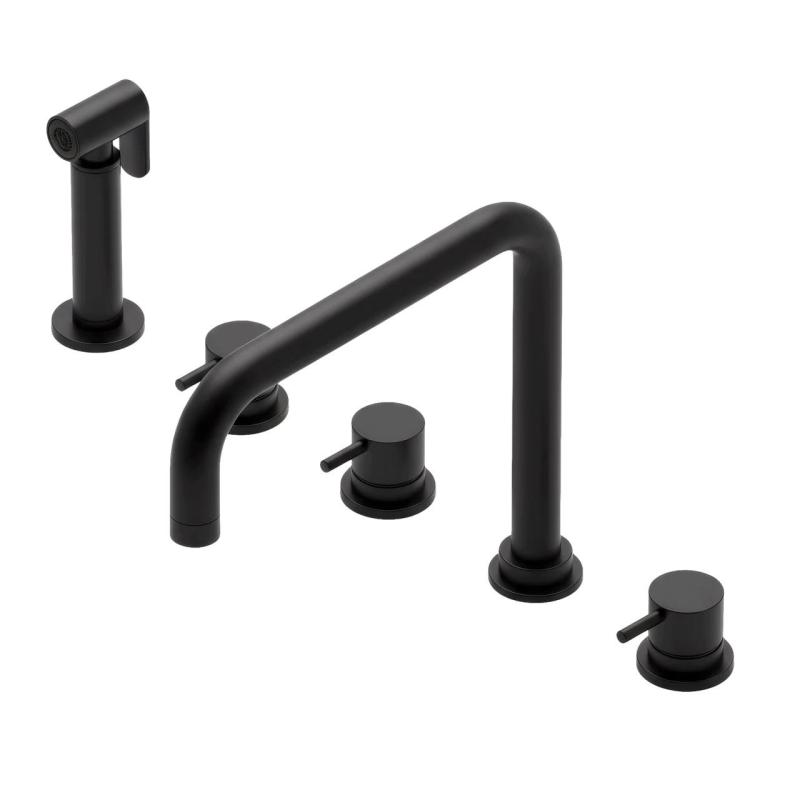 Waterevolution Flow 5-hole angled kitchen faucet with pull-out sprayer and filtered water connection black T154HPR