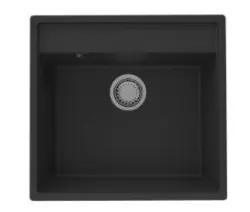 GraniteMy Bremen Graniittiallas 53x50 cm Musta - Päälle asennus, Alas asennus ja Tasoon upotus hana-aukolla ja Kultaisella Tulppa 1208969969