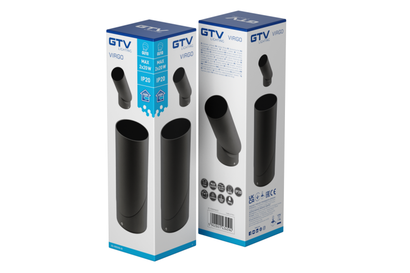 Kattolamppu VIRGO, max. 250V, 50/60Hz, 57x152mm, IP20, max. 20W, Pyöreä, Musta