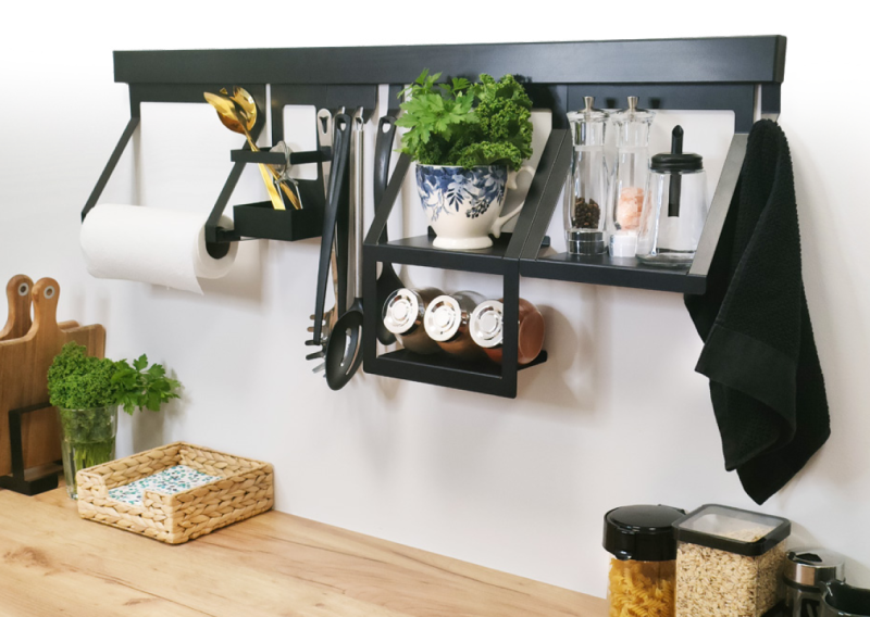 Epka Luxion Set Keittiöraide 100 cm lisävarusteilla Metalli sokkikiinnityksellä Musta 1208969984