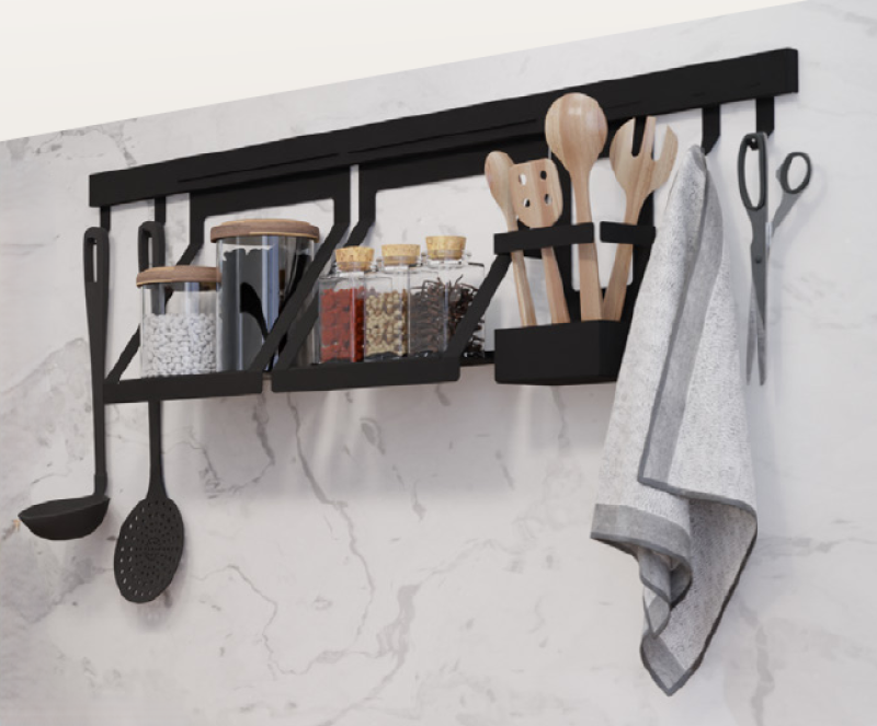 Epka Luxion Set Keittiöraide 80 cm, Lisävarusteilla Metalli Sisäkiinnityksellä Musta 1208969996