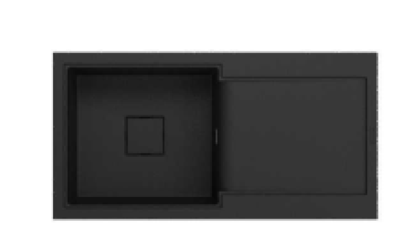 GraniittiMy Zafiri Musta Graniittinen Pöytätason Päällinen Pesuallas 97x50 cm Valumisalueella, Käännettävä, Mustalla Neliönmuotoisella Viemärikannella 1208969997