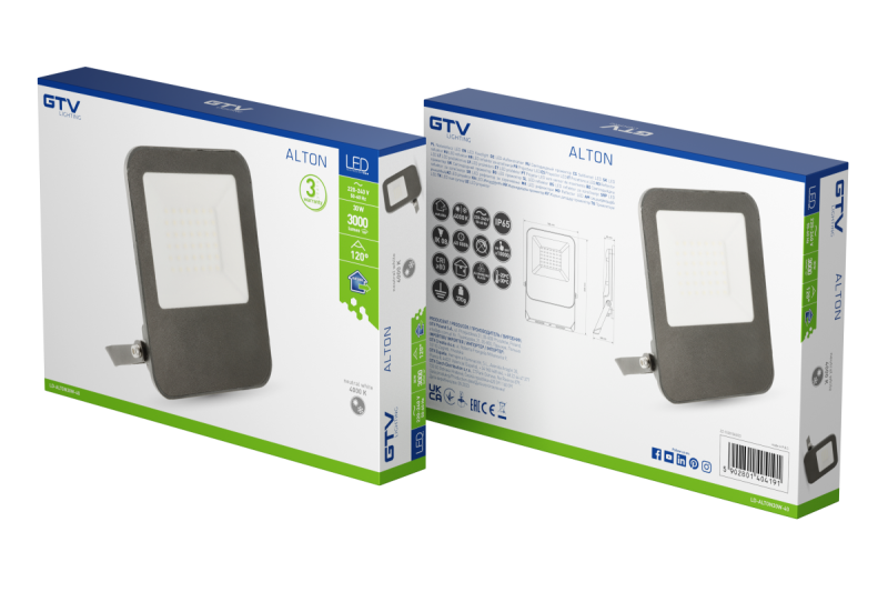 ALTON floodlight, LED, 30W, 3000lm, 4000K, AC220-240V, IP65