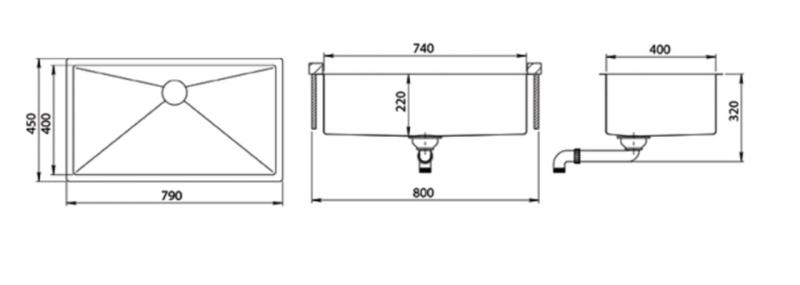 Ausmann Mosel kulta suuri pesuallas ruostumaton teräs - PVD kulta 74x40 universaali 1208970023