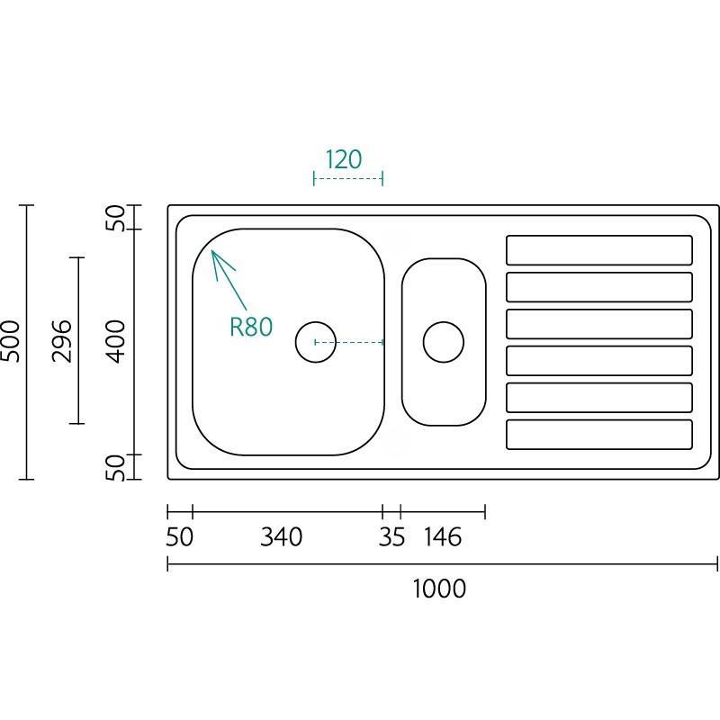 Banka Centurio 100-15 RVS 1,5 Allas asennus 100 x 50cm valutusalueella 1208970035