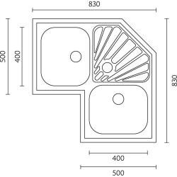 Banka Montreal RVS Kulmasäiliö Asennus 83 x 83 cm, jossa Valutusosa 1208970036