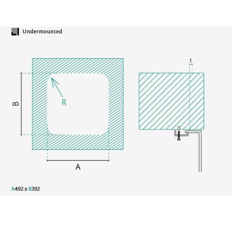 Banka IB5040 RVS Allas 50 x 40 cm Alakaappi 1208970037