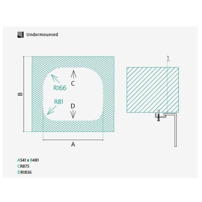 Denver RVS-tiskiallas 54 x 48 cm Alakaappi 1208970048