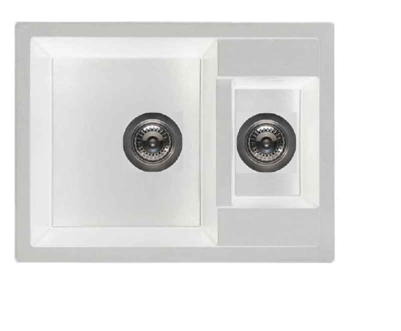 GraniittiMy Smart erittäin matala 1,5 graniittinen valkoinen pesuallas 58x44 cm valkoisella tulppalla ja peitteellä 1208970052.