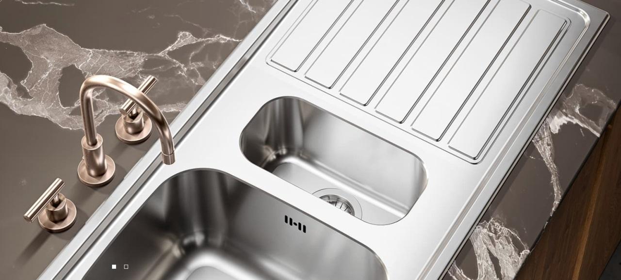 Banka Diplomat Stainless Steel Double Sink Surface-Mounted 80x44 cm 1208970059 - Productafbeelding 4