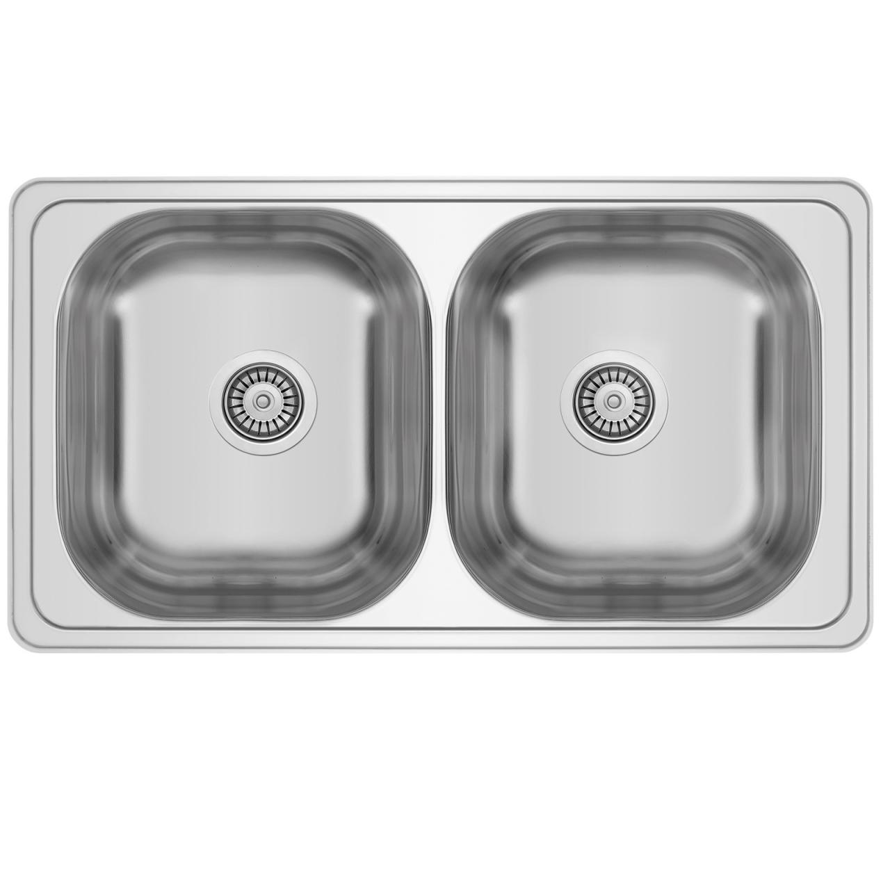 Banka Diplomat Stainless Steel Double Sink Surface-Mounted 80x44 cm 1208970059 - Productafbeelding