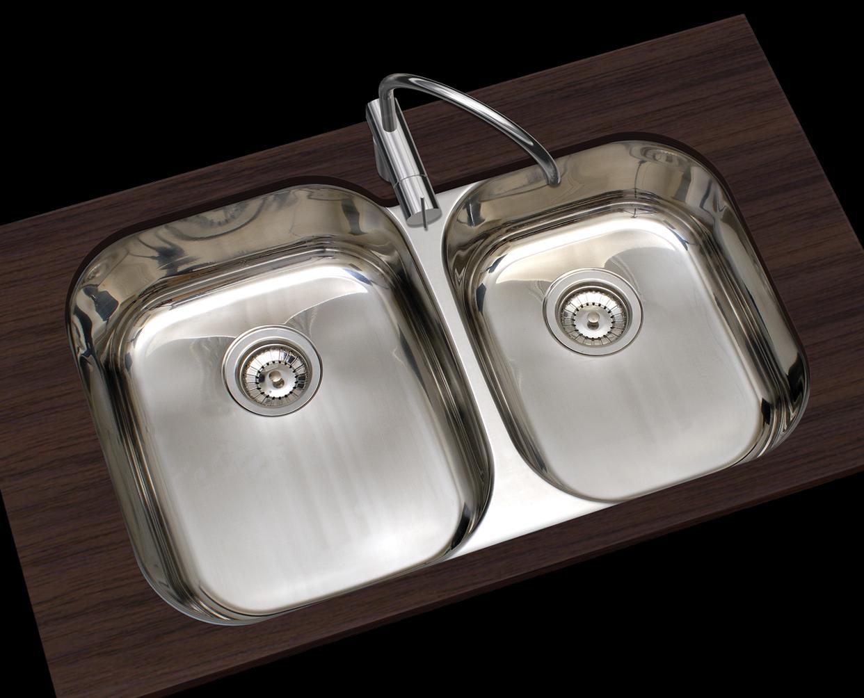 Banka Princess Stainless Steel Double Sink Undermount 750x475 mm 1208970067 - Productafbeelding