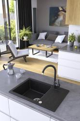 Aquadesign Kensley Graniittinen Päällinen Pesuallas Antrasiitti pienellä Kuivausalueella 65 x 44 cm 1208970085
