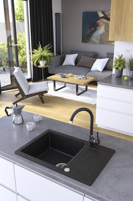 Aquadesign Kensley Graniittinen Päällinen Pesuallas Antrasiitti pienellä Kuivausalueella 65 x 44 cm 1208970085