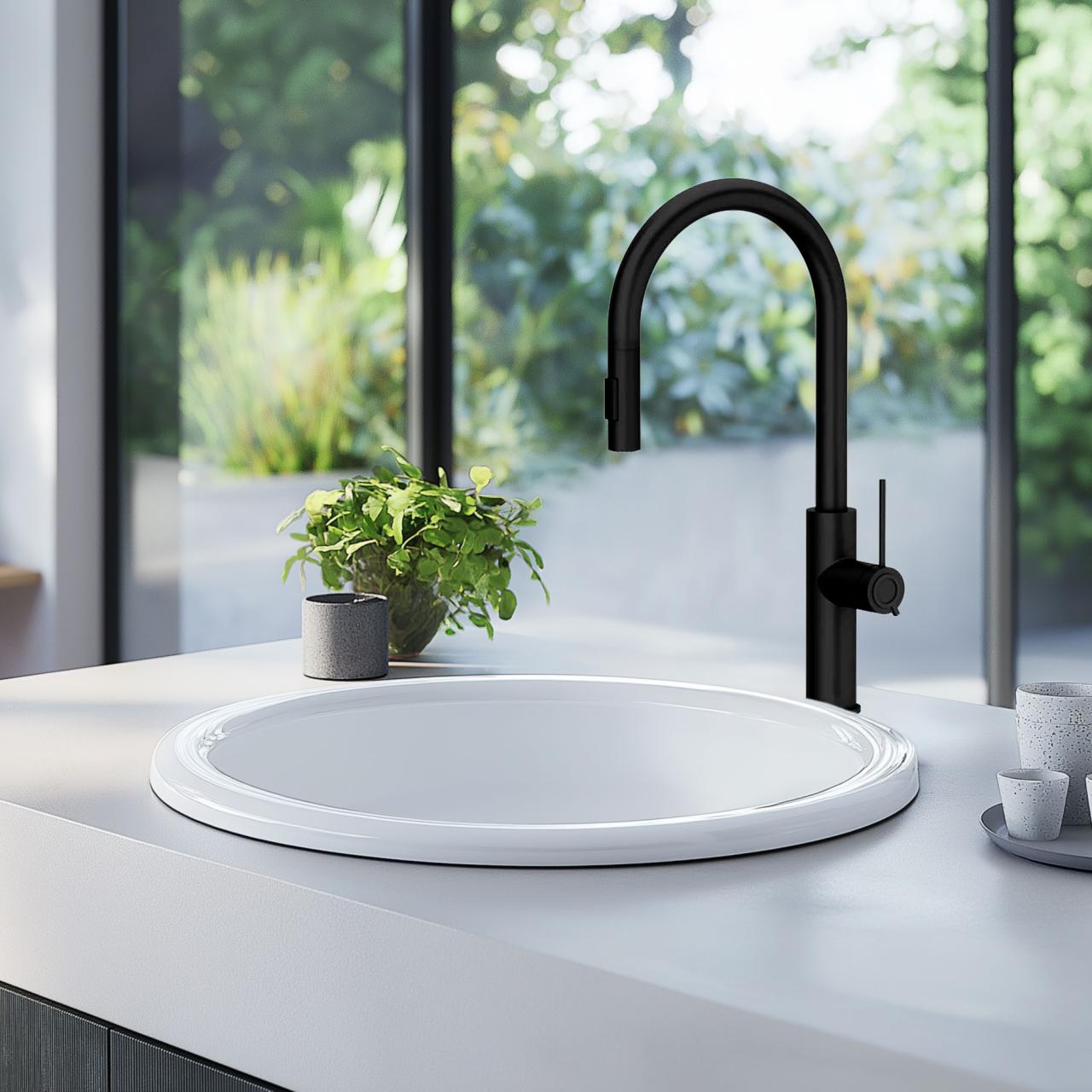 Ausmann Ceramic Brook keraaminen valkoinen pyöreä pesuallas päälle asennettava 1208970092 - Productafbeelding 2
