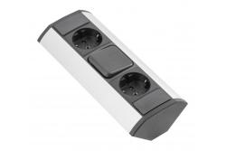 MINI kulmapidennys, jossa kytkin ja 2 schuko-pistorasiaa 230 V 16 A
