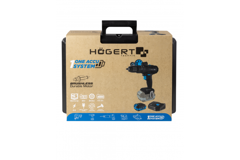 HÖGERT akkuporavasara, 18V tiileille, kivelle, puulle, metallille ja muoville.