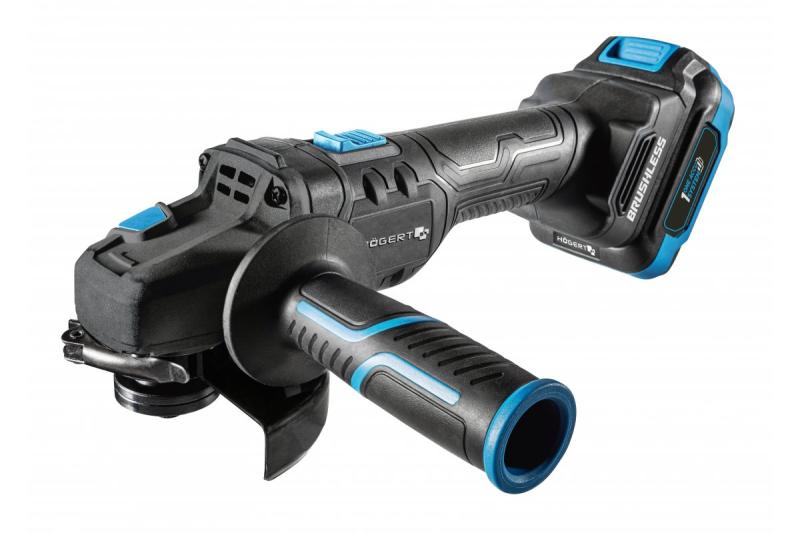 HÖGERT Langaton kulmahiomakone pedaalikytkimellä, 125MM, 18V, sarja, jossa akku, laturi, lisävarusteet